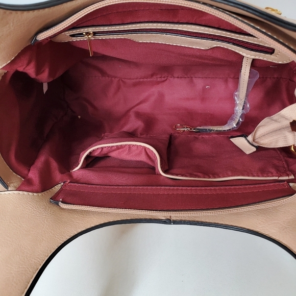 American Bee 3 piece Women Stylish Tan Leather Handbag Set - Picture 9 of 16